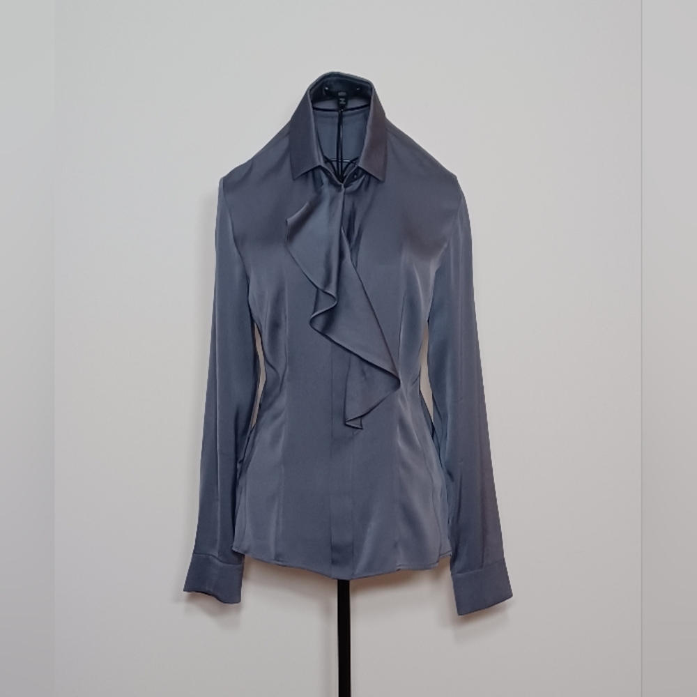 Hugo Boss 100% Silk Blouse Grey Silver Size 4